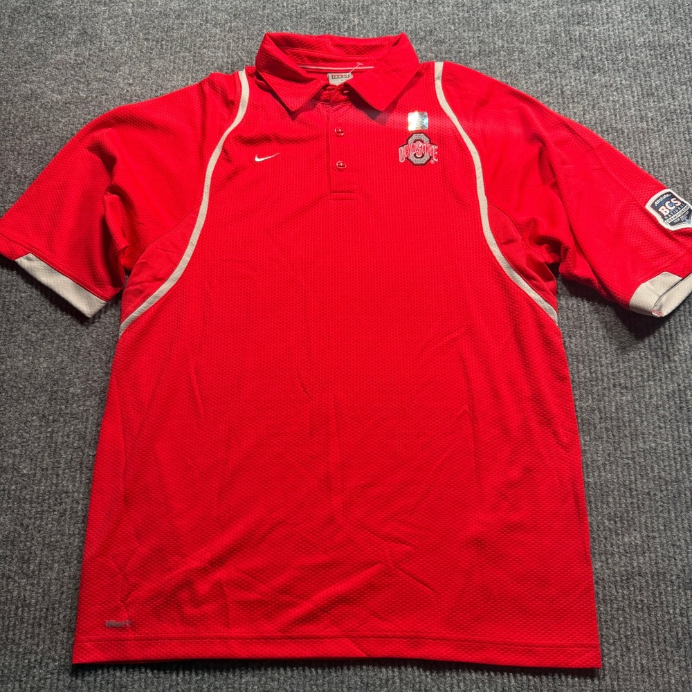 Nike Shirt Mens M Red Ohio State 2008 BCS National Championship Short Sleeve